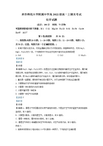 2022-2023学年四川省南充市西华师范大学附属中学高一上学期期末考试化学试题 Word版含解析