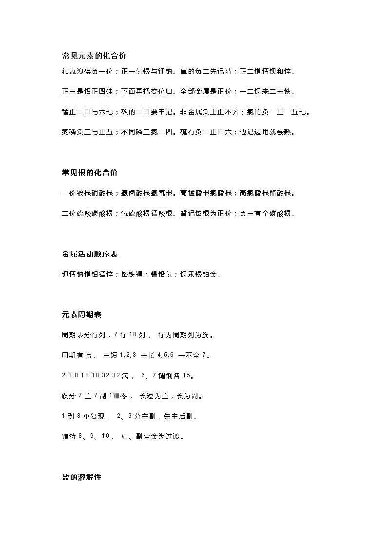 高中化学一轮复习23条知识顺口溜第1页