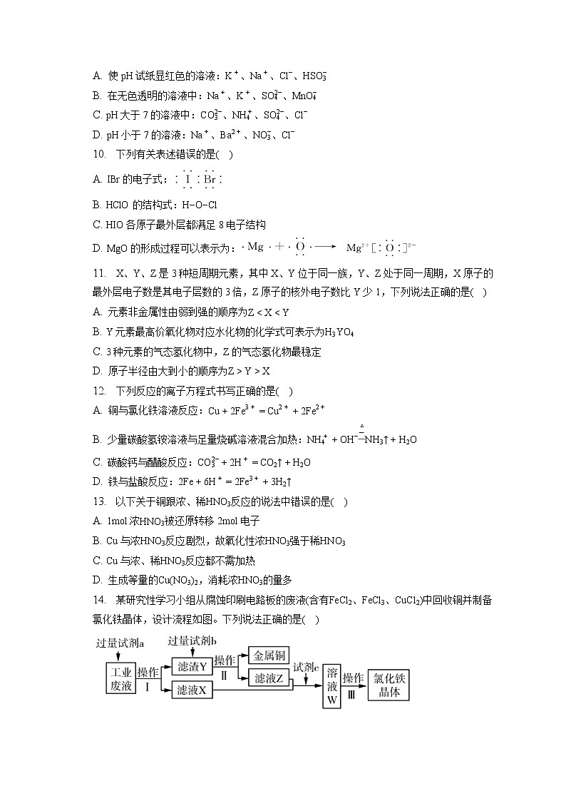 2021-2022学年海南省海口市嘉勋高级中学高一（下）月考化学试卷（2月份）（含答案解析）第3页