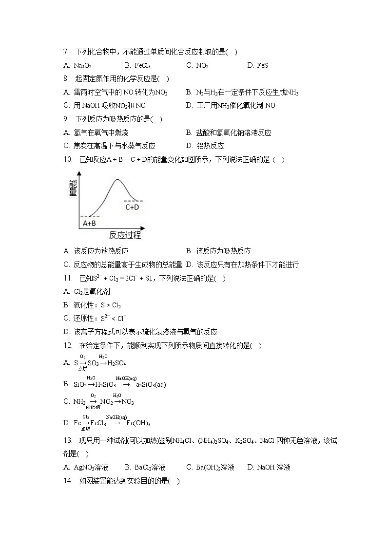 2021-2022学年湖北省十堰市阳光书院高一（下）第一次月考化学试卷（含答案解析）第2页