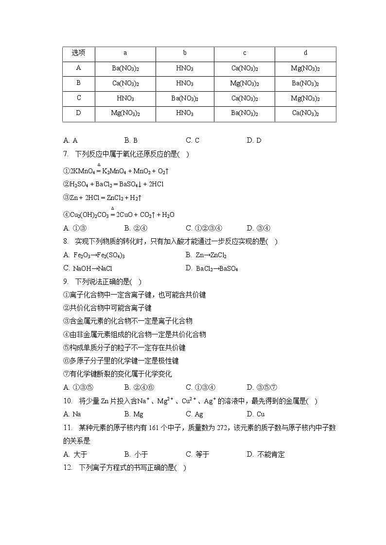 2021-2022学年云南省玉溪市易门一中高一（下）月考化学试卷（3月份）（含答案解析）02