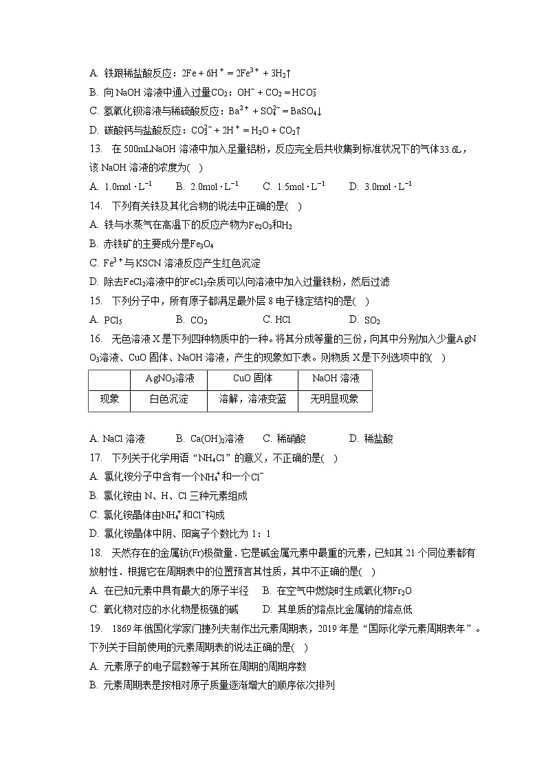2021-2022学年云南省玉溪市易门一中高一（下）月考化学试卷（3月份）（含答案解析）03