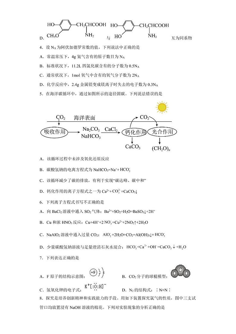 福建省福州第一中学2022-2023学年高三上学期第一次调研测试化学试题及答案02