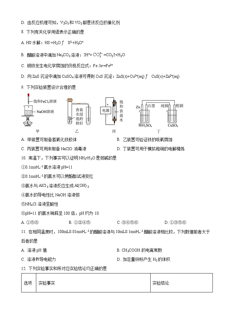 2023运城高二上学期期末化学试题含答案03