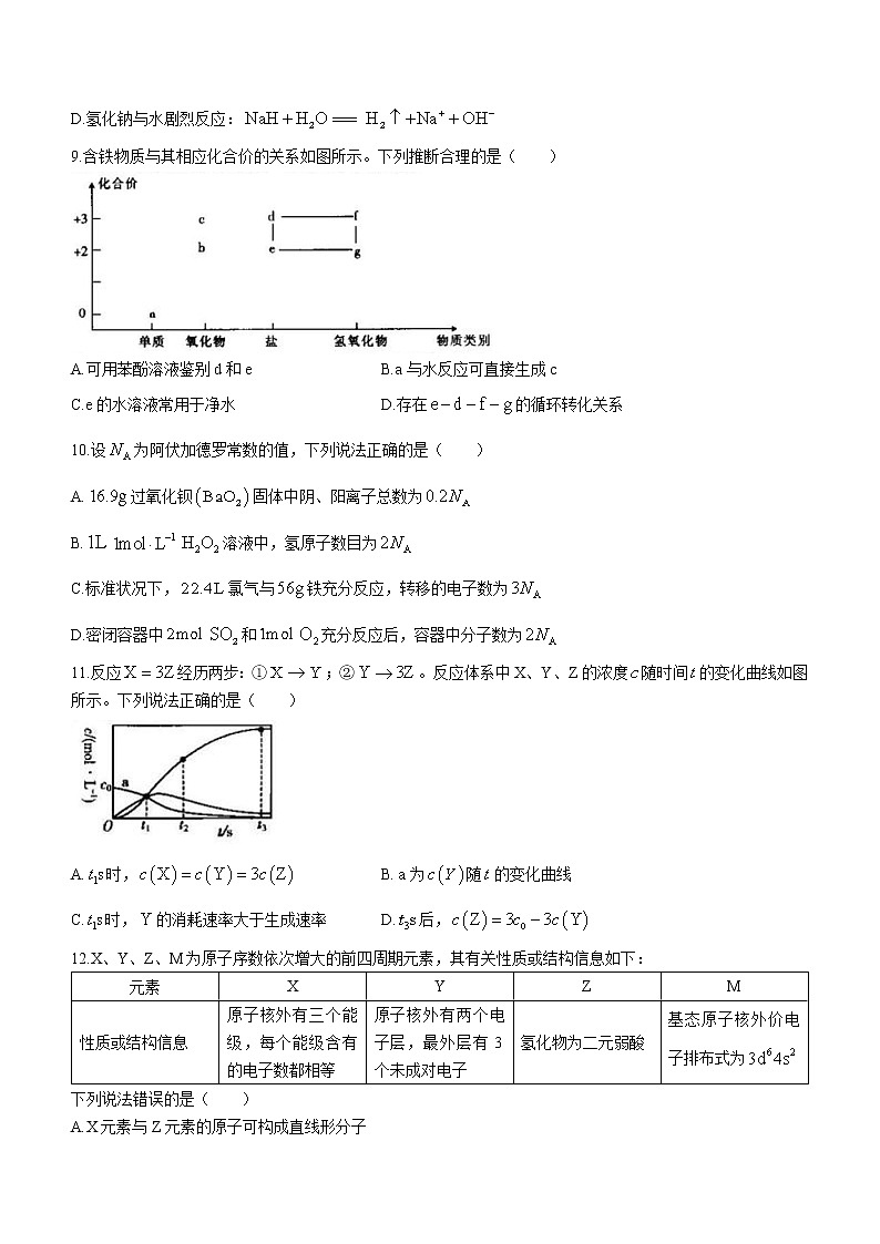 2023黑龙江省大庆市高三第一次教学质量检测化学03