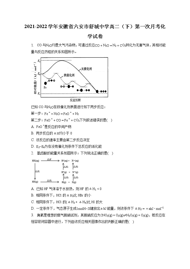 2021-2022学年安徽省六安市舒城中学高二（下）第一次月考化学试卷（含答案解析）01