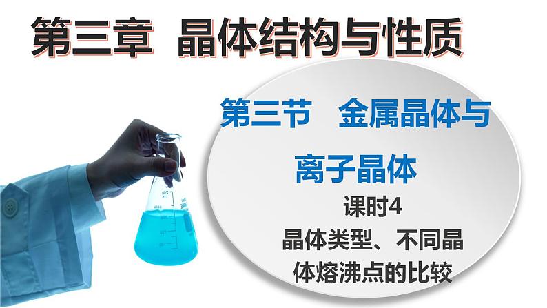 高二化学人教版2019选择性必修二3.3.4  金属晶体与离子晶体(第4课时 晶体类型的判断和不同晶体熔沸点的比较) 课件+练习含解析01