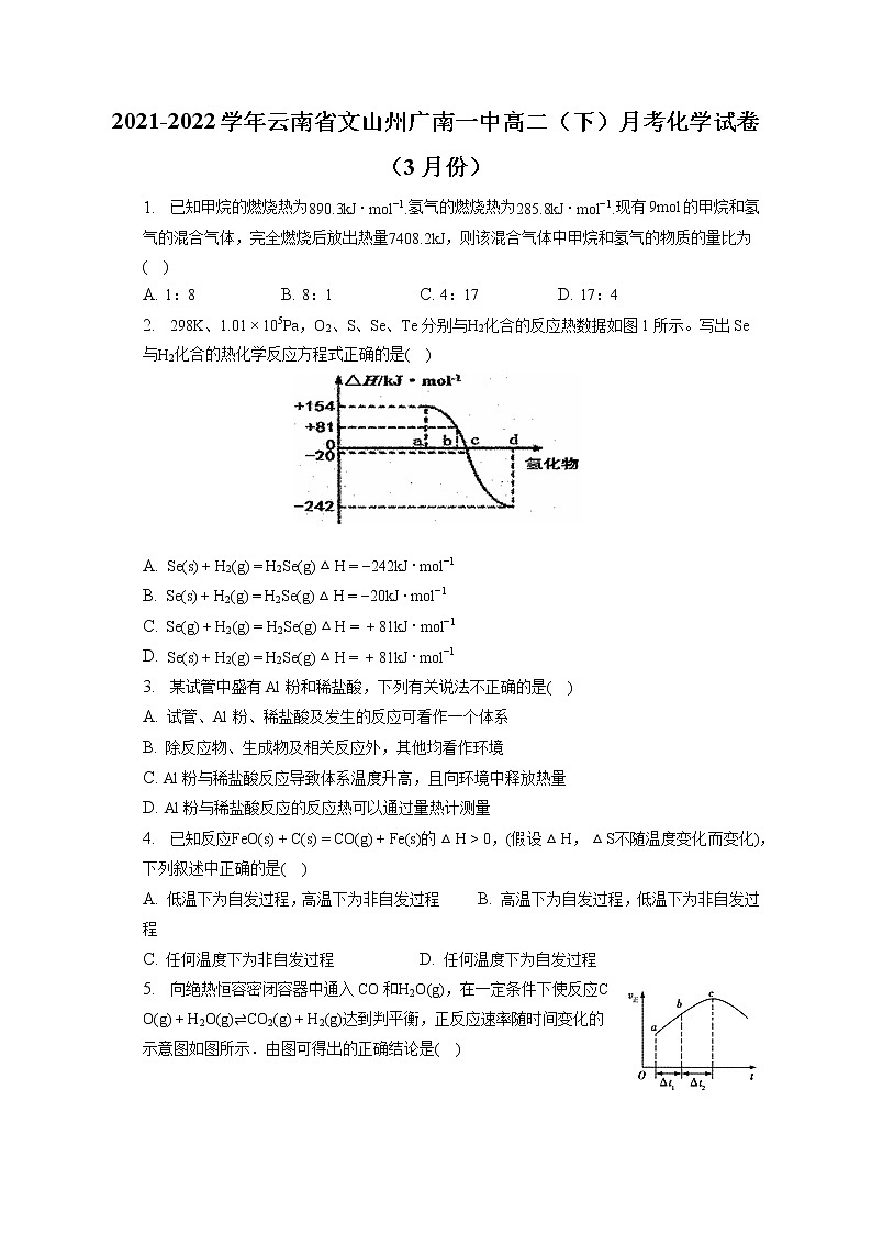 2021-2022学年云南省文山州广南一中高二（下）月考化学试卷（3月份）（含答案解析）第1页