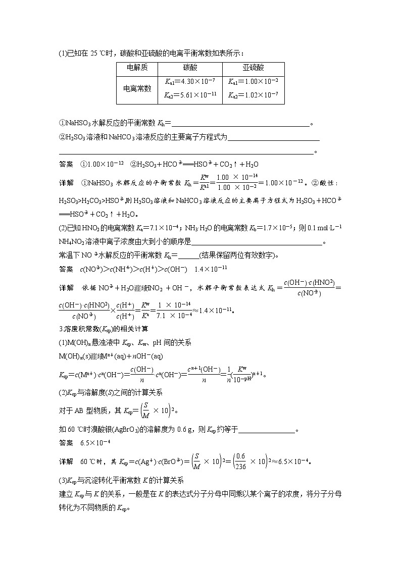 2023年高考化学二轮复习（新高考版）专题17电离常数、水解常数、溶度积常数的应用(教师版)02