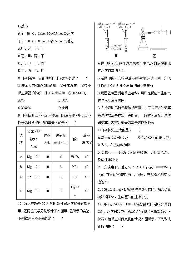 第2章  第3节　第1课时  化学反应的快慢（同步练习含答案）第2页