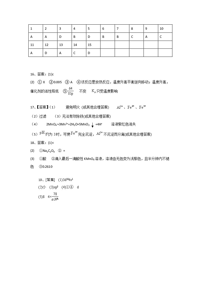湖北省襄阳市第一中学2022-2023学年高二3月月考化学试题答案第1页