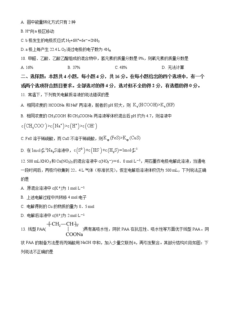 2022长沙南雅中学高二下学期期中考试化学含解析03
