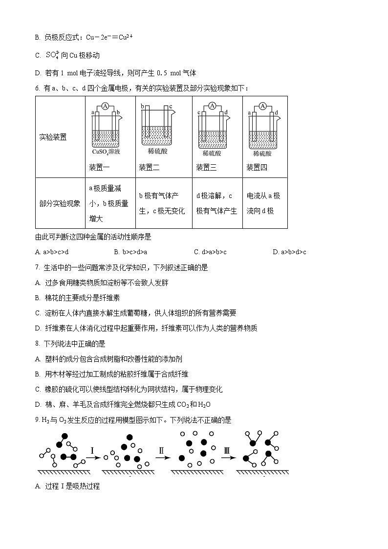 浙江省宁波市北仑中学2021-2022学年高一下学期期中考试化学试题（学考）无答案第2页