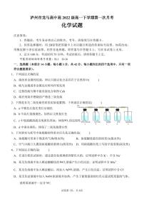 四川省泸州市龙马高中2022-2023学年高一下学期第一次月考化学试题（PDF版含答案）