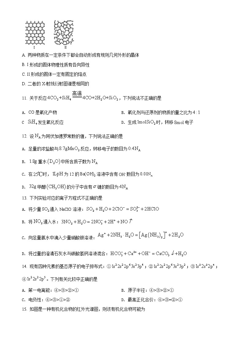 2022杭州“六县九校”联盟高二下学期期中联考试题化学含解析03