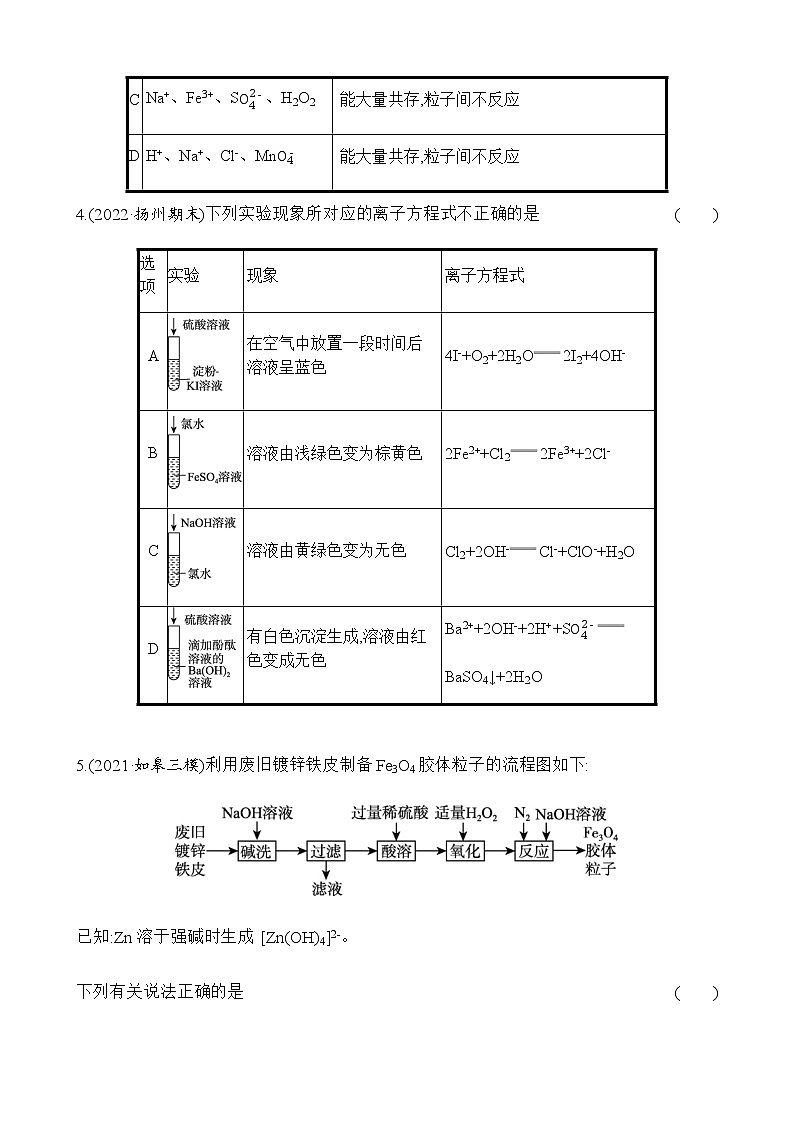 强化练3　离子反应 （含解析）江苏省2023高考化学三轮冲刺突破强化练02
