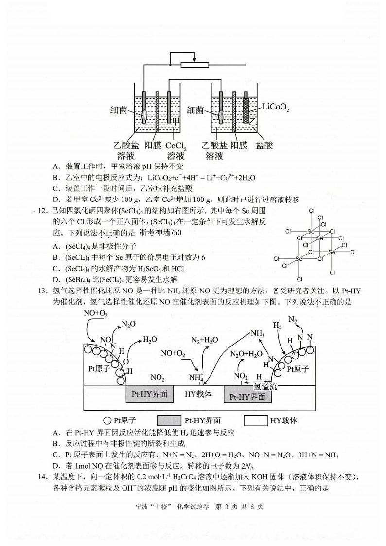 化学卷-2303宁波十校高三联考第3页