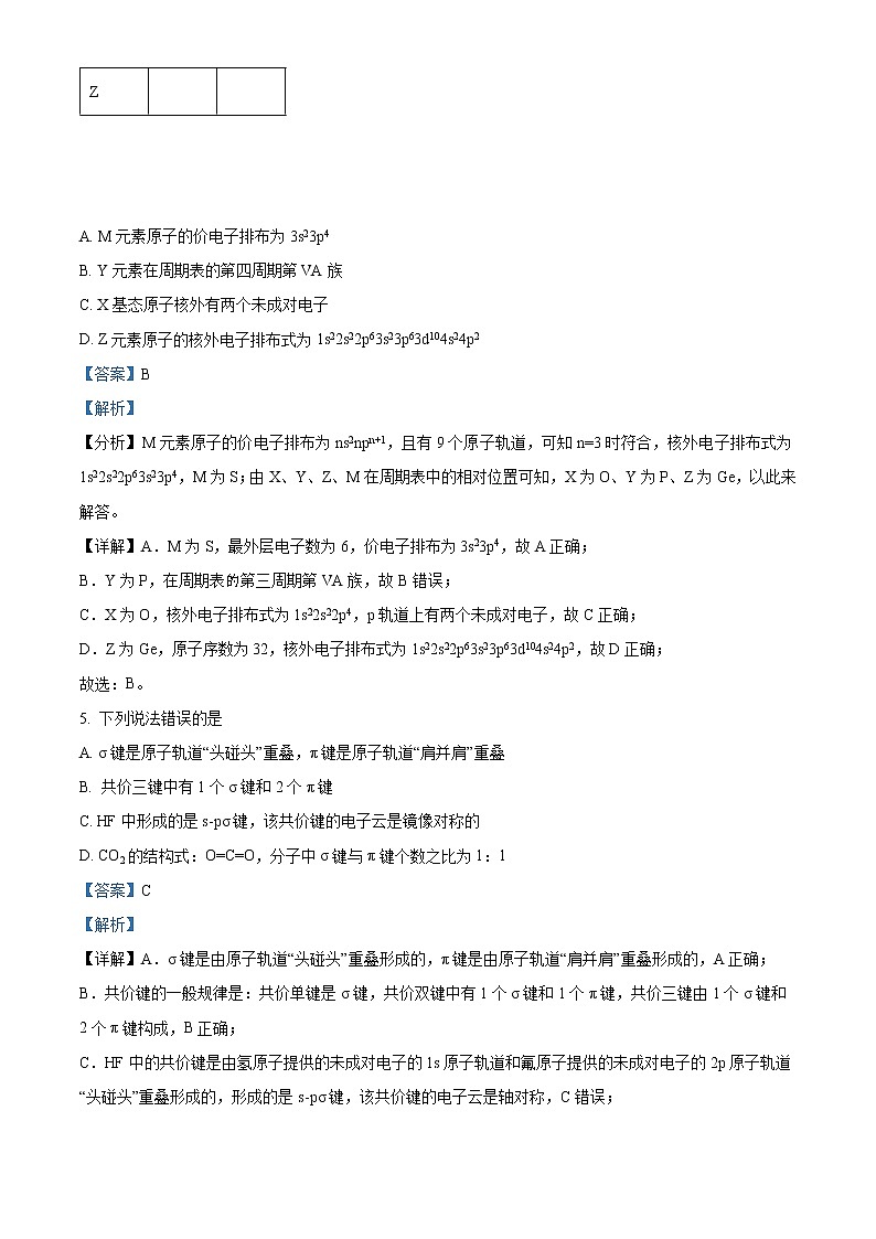 2022昌吉州行知学校高二下学期期中考试化学试题含解析03