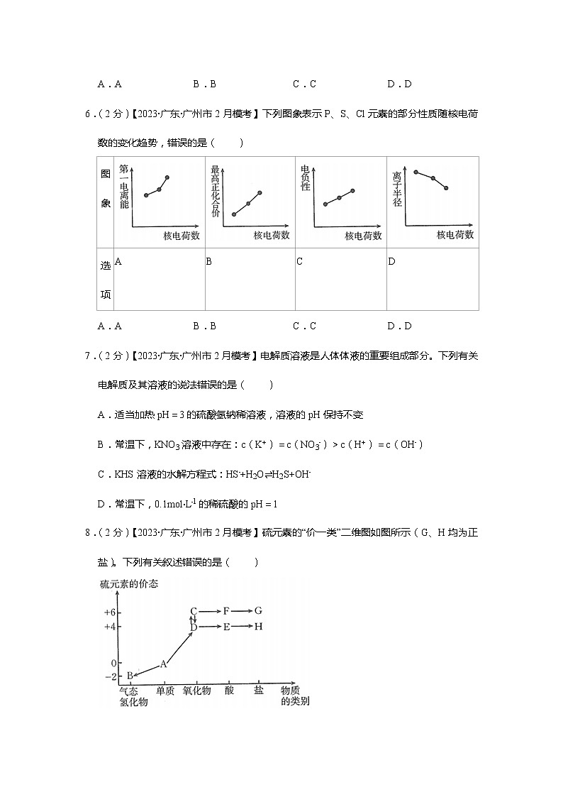 （已拆）2023年广东省广州市高考化学模拟试卷（2月份）第3页