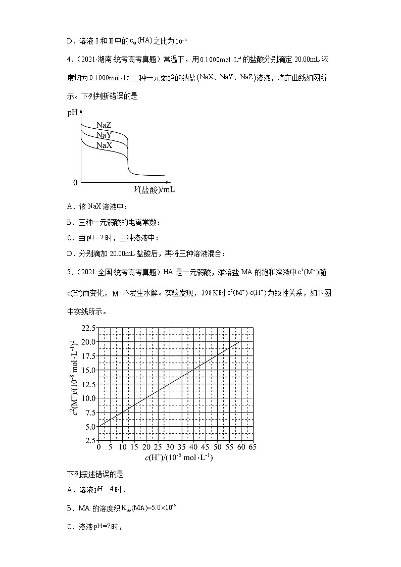 卷09 水溶液中的离子反应与平衡的综合考查——【备考2023】高考化学小题集训（全国通用）（原卷版+解析版）03