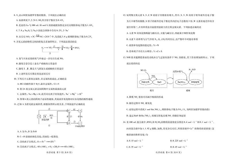湖南省2022-2023学年高一下学期开年摸底联考化学试题（PDF版含答案）02