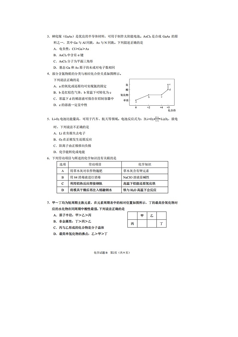2023届广州市高三12月调研考化学试卷第2页