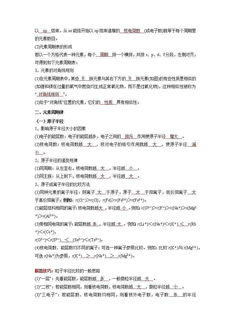 (寒假班)人教版高中化学选择性必修二同步讲义第一章  原子结构与性质  第二节  原子结构与元素的性质（解析版）02