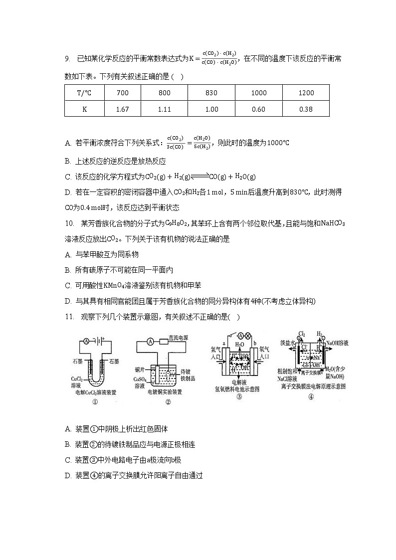 2023年天津市市区重点中学联考模拟试卷（一）化学试卷第3页