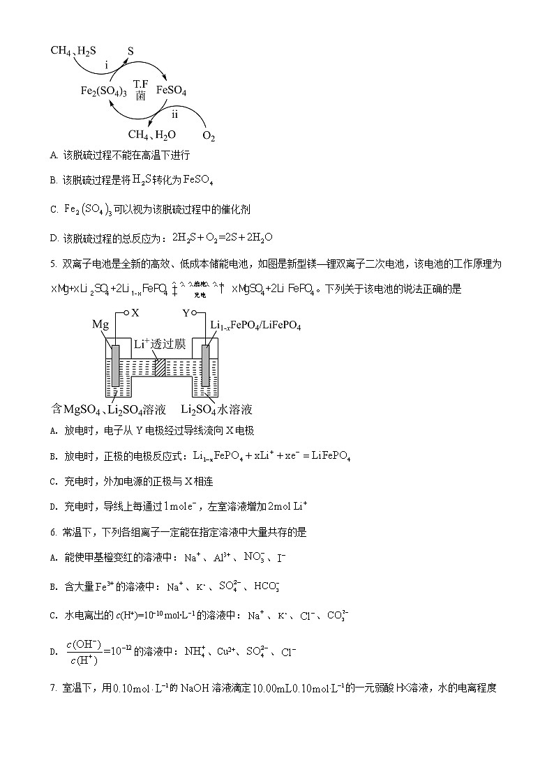 2022南充阆中中学校高二下学期期中学习试题化学含解析02
