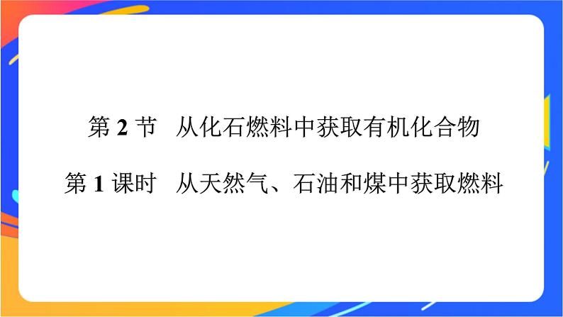 高中化学第三章简单的有机化合物第二节从化石燃料中获取有机化合物第1课时从天然气石油和煤中获取燃料课件鲁科版必修第二册第1页