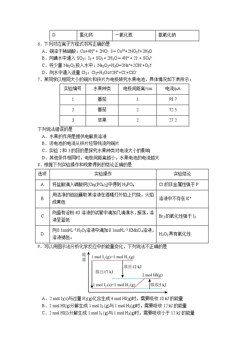 江苏省扬州中学2022-2023学年高一下学期3月月考化学试题02
