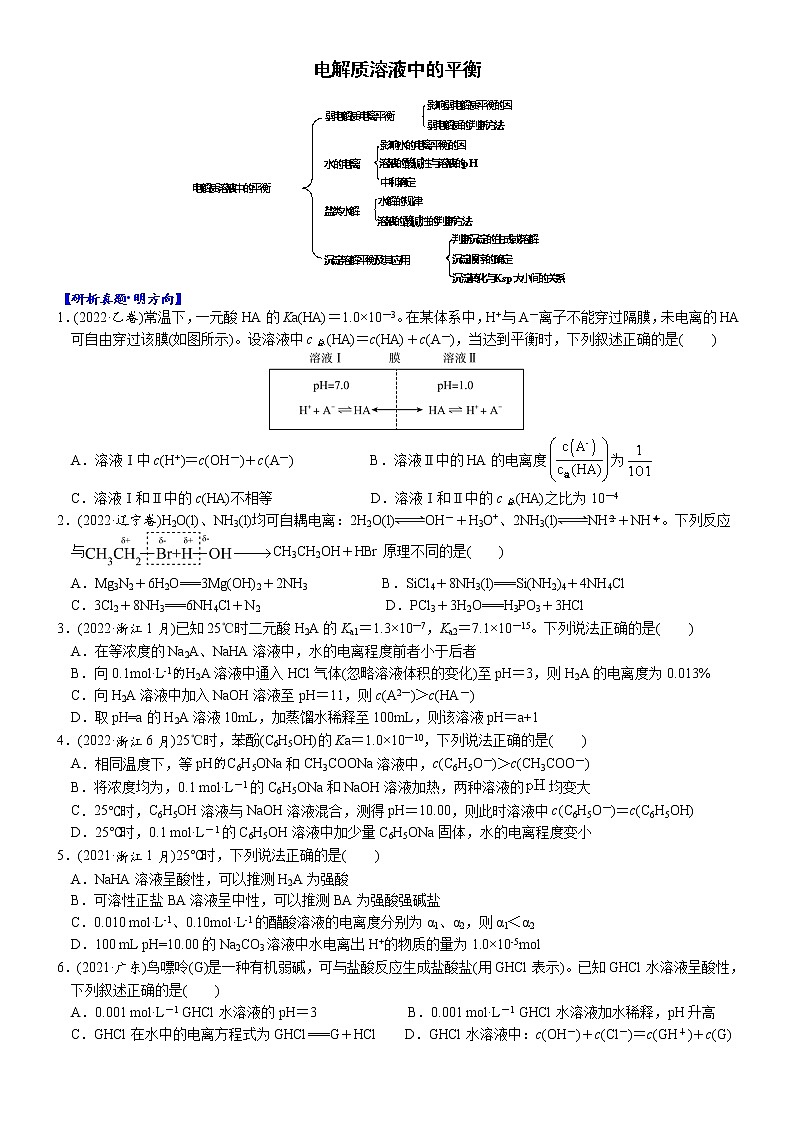 01    考向1   电解质溶液中的平衡（附答案解析）-备战高考化学大二轮专题突破系列（全国通用）第1页