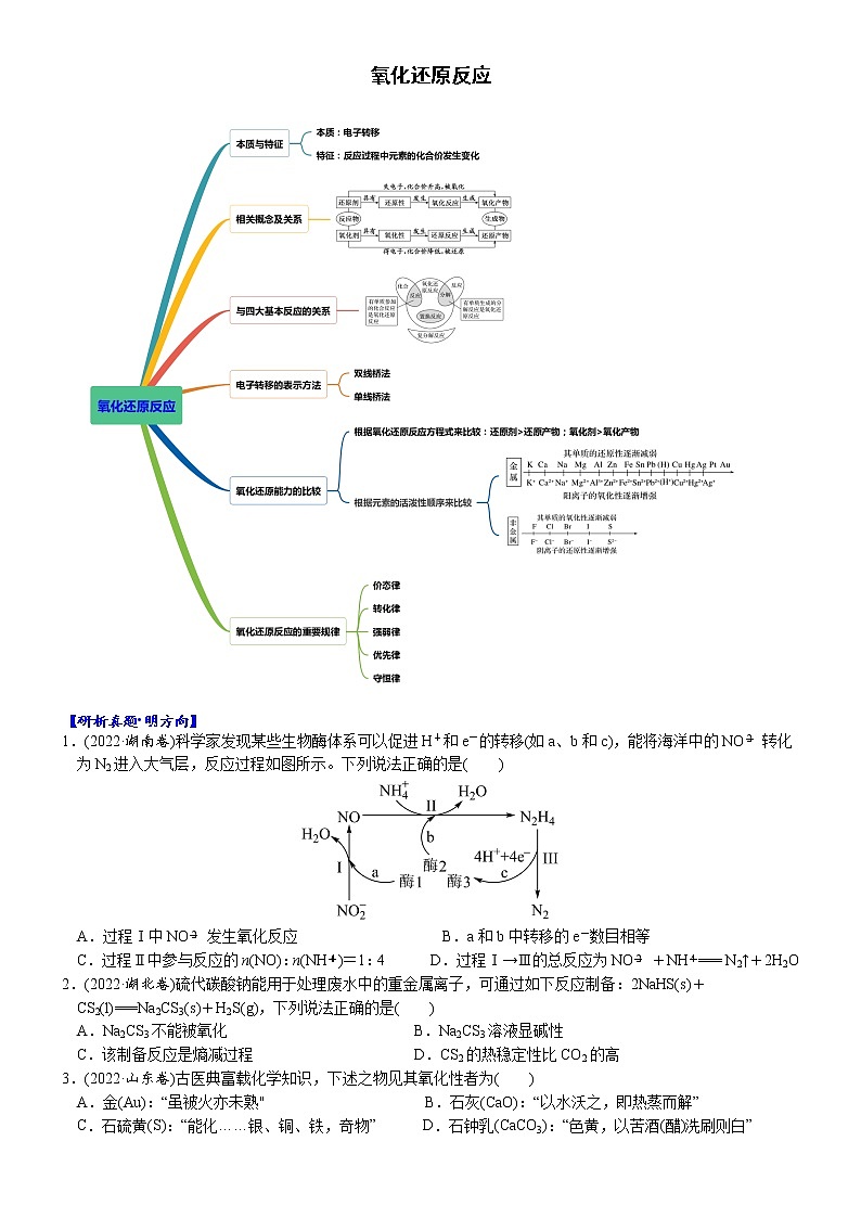 01    考向1   氧化还原反应（附答案解析）-备战高考化学大二轮专题突破系列（全国通用）01