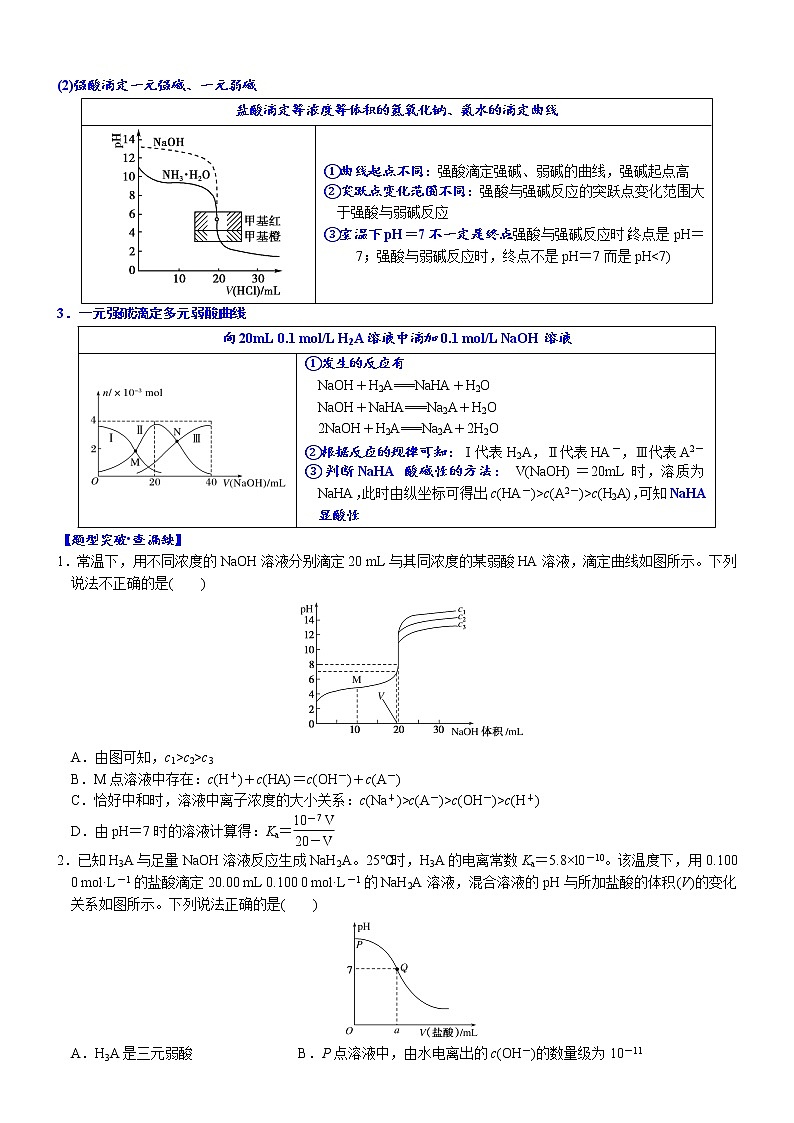 04    考向4   电解质溶液的图像分析——酸碱中和滴定曲线（附答案解析）-备战高考化学大二轮专题突破系列（全国通用）03
