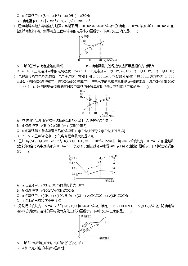 08    考向8   电解质溶液的图像分析——导电能力曲线（附答案解析）-备战高考化学大二轮专题突破系列（全国通用）02