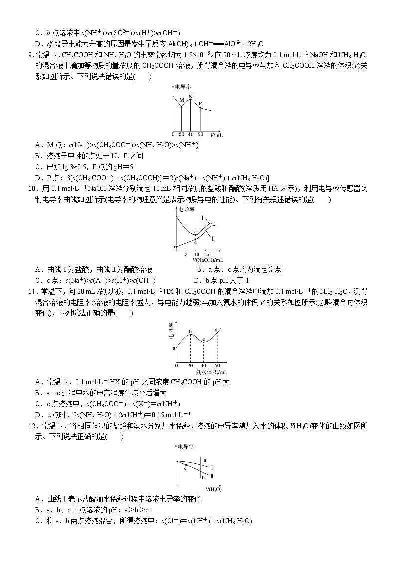 08    考向8   电解质溶液的图像分析——导电能力曲线（附答案解析）-备战高考化学大二轮专题突破系列（全国通用）03