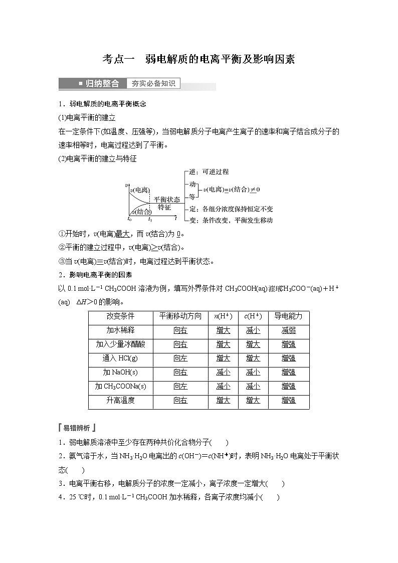 新高考化学一轮复习讲义  第8章 第46讲　弱电解质的电离平衡02