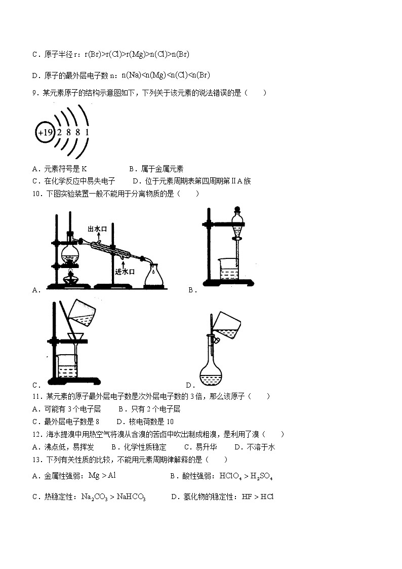 山东省烟台招远市部分中学2022-2023学年高一下学期期中考试化学（合格考）试题（Word版含答案）第2页