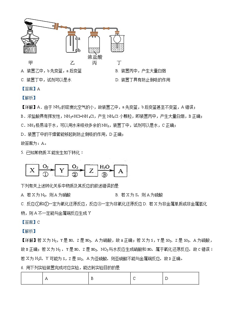 2023淮北一中高一下学期第二次月考试题化学含解析03