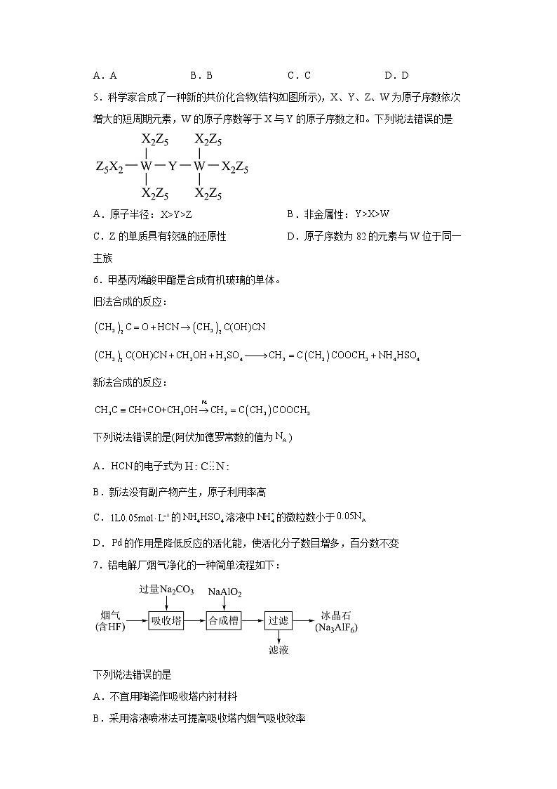 2022年新高考湖南卷化学高考真题（原卷版+解析）02