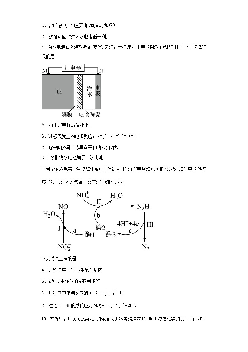 2022年新高考湖南卷化学高考真题（原卷版+解析）03