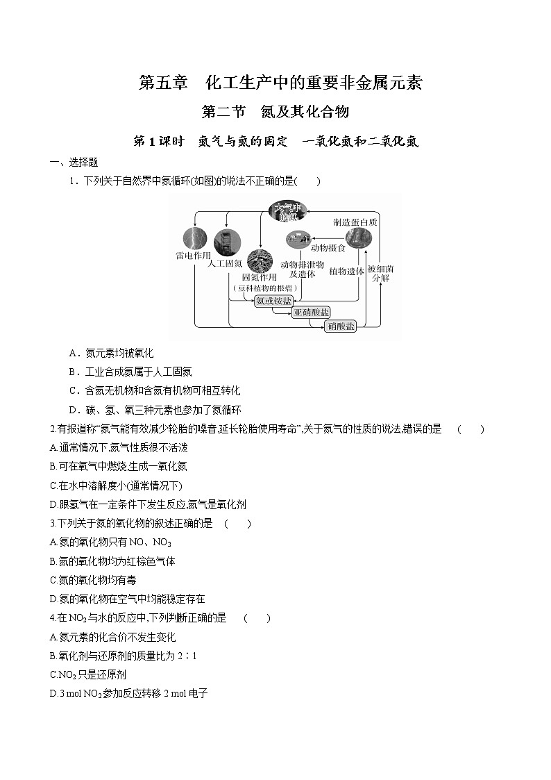 5.2.1 氮气与氮的固定 一氧化氮和二氧化氮（原卷版）第1页