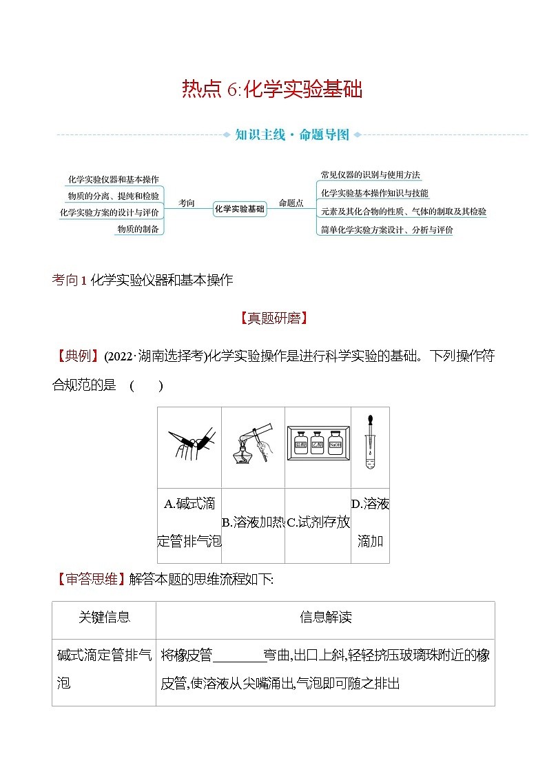 2023届高考化学二轮复习热点6化学实验基础专题练含解析第1页