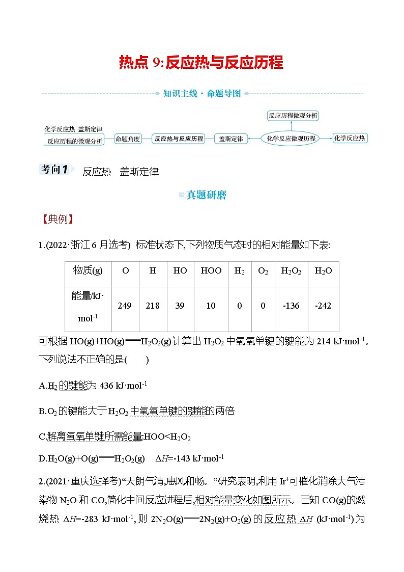 2023届高考化学二轮复习热点9反应热与反应历程专题练含解析第1页