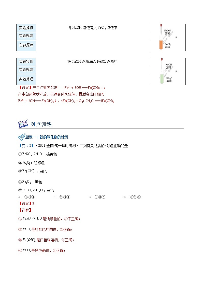人教版高中化学必修第一册精品讲义第21讲 铁的重要化合物（教师版）第3页