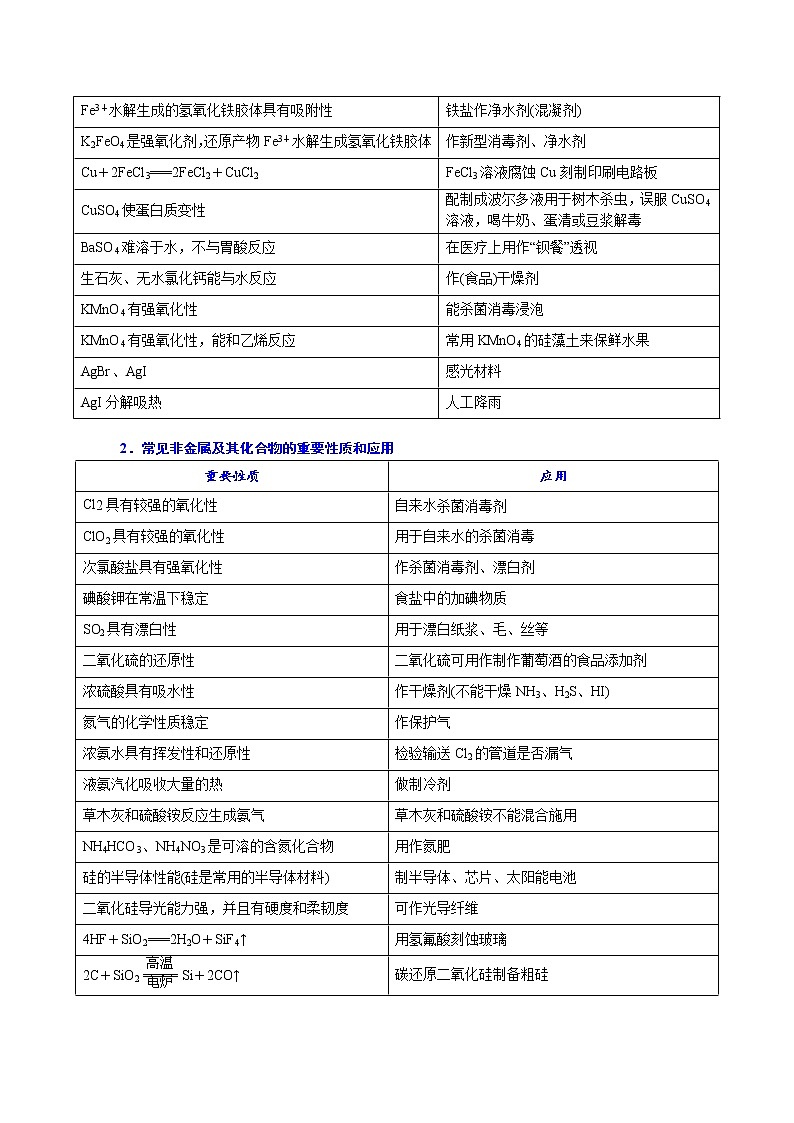 01    考向1   元素及其化合物的性质及应用（附答案解析）-备战2023年高考化学大二轮专题突破系列（全国通用）第3页