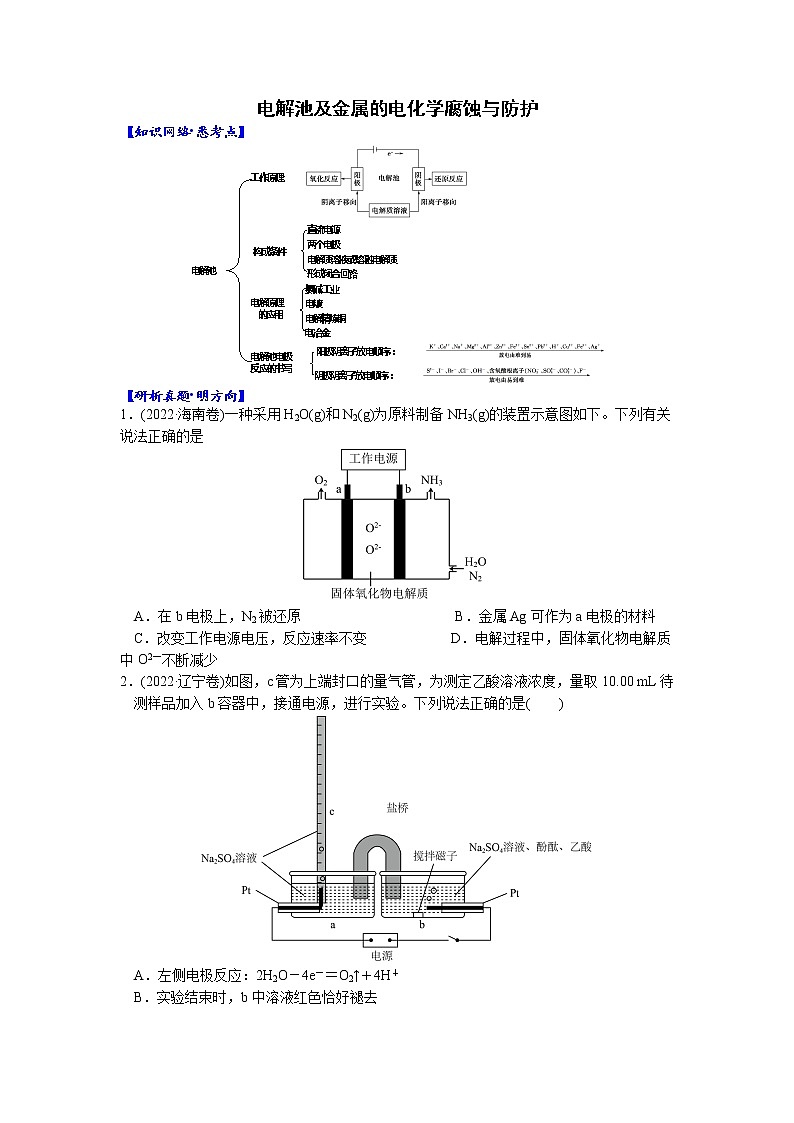 02    考向2   电解池及金属的电化学腐蚀与防护（附答案解析）-备战2023年高考化学大二轮专题突破系列（全国通用）01