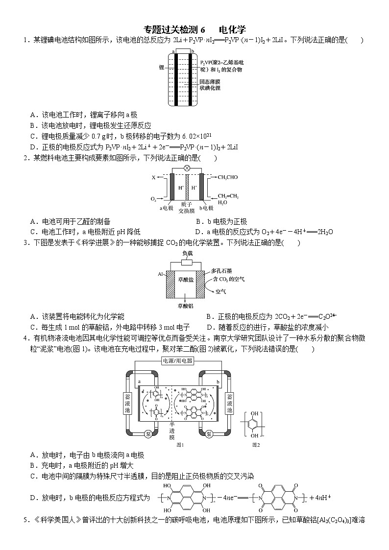 06   专题过关检测6   电化学（附答案解析）-备战2023年高考化学大二轮专题突破系列（全国通用）01