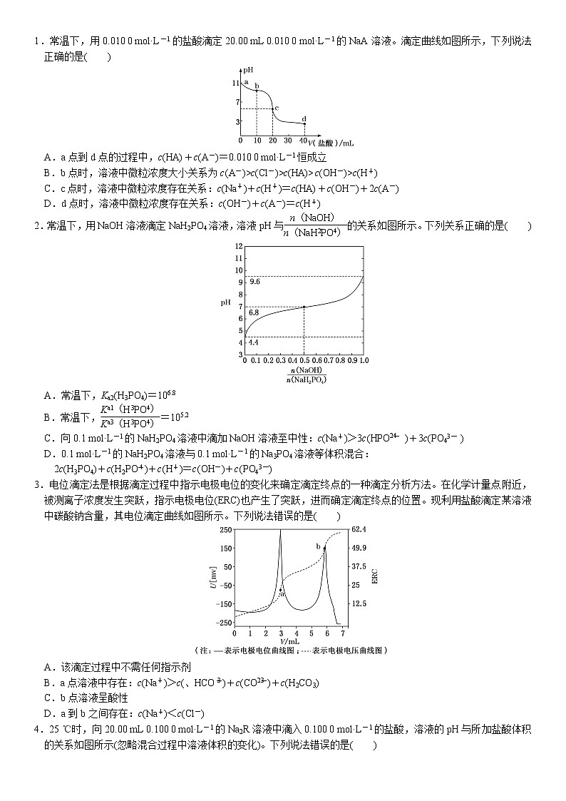 09    考向9   电解质溶液的图像分析——酸滴定盐或碱滴定盐（附答案解析）-备战2023年高考化学大二轮专题突破系列（全国通用）02