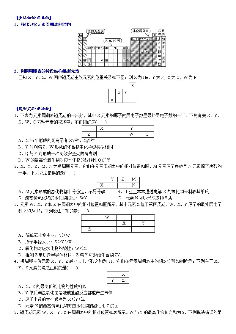 04    考向4   利用元素周期表的片段进行推断（附答案解析）-备战2023年高考化学大二轮专题突破系列（全国通用）第2页